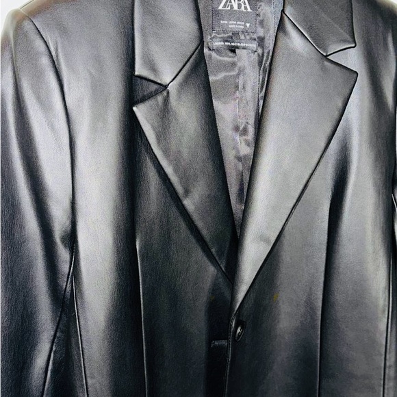Zara Faux Leather Blazer Size Small Black NWOT - Picture 3 of 8